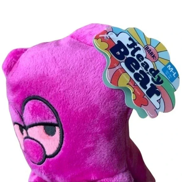 Bark 420 dog Chew toy Pink Heady teddy bear crinkle squeaker Plush Gift New - Picture 5 of 9